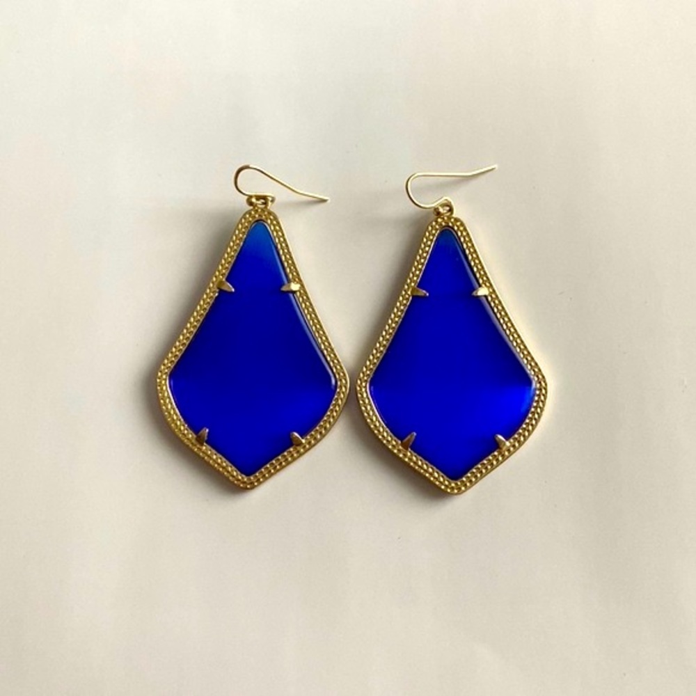 EUC Kendra Scott cobalt blue Alex earrings